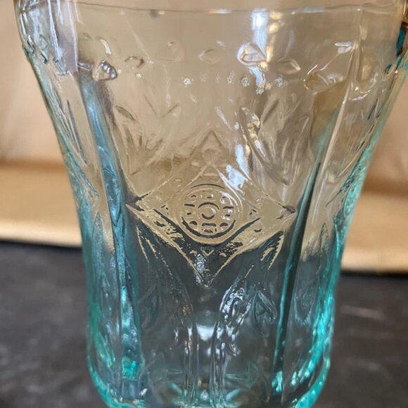 2 Vintage Indiana Glass Goblets Stems Aqua Blue MADRID Collection NEW 1970s-80s - Picture 2 of 3